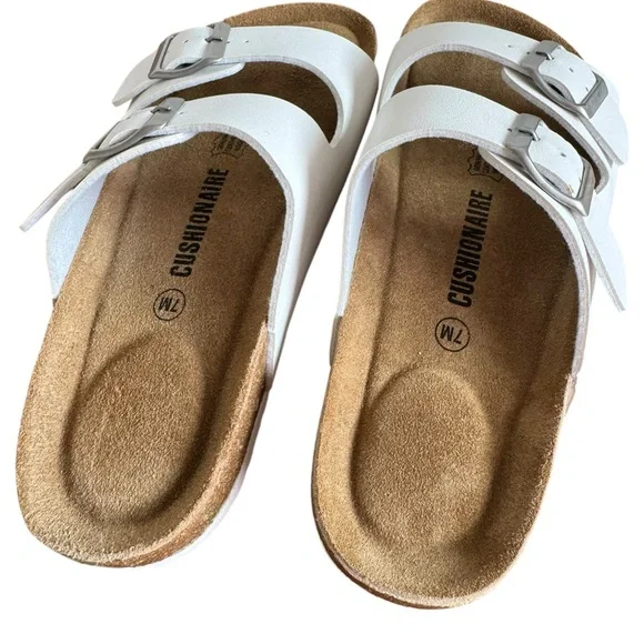 Cushionaire Lane Cork Footbed White Sandals Birkenstock Style Women’s 7 - Picture 9 of 11